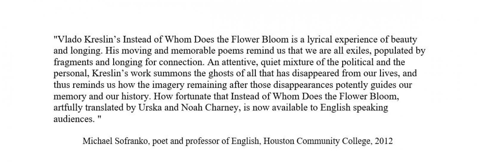 <p>Michael Sofranko, poet and professor of English, Houston Community College, 2012</p>
