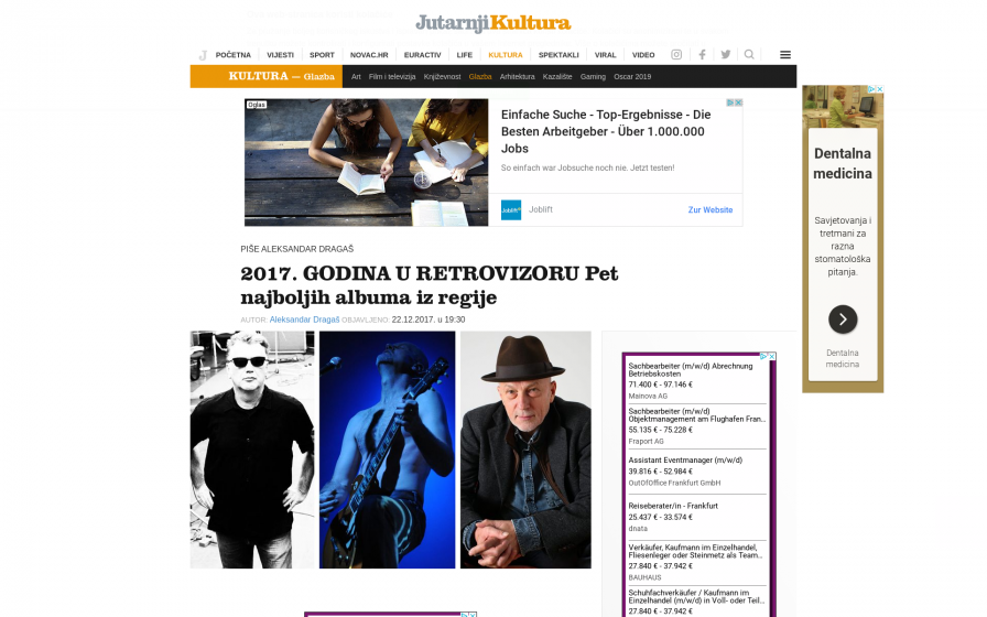 <p>2017. GODINA U RETROVIZORU Pet najboljih albuma iz regije, Aleksandar Dragaš, jutarnji.hr</p>