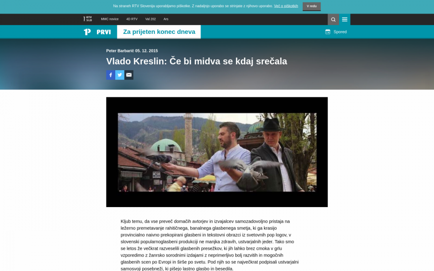 <p>Vlado Kreslin: Če bi midva se kdaj srečala, Peter Barbarič, rtvslo.si</p>